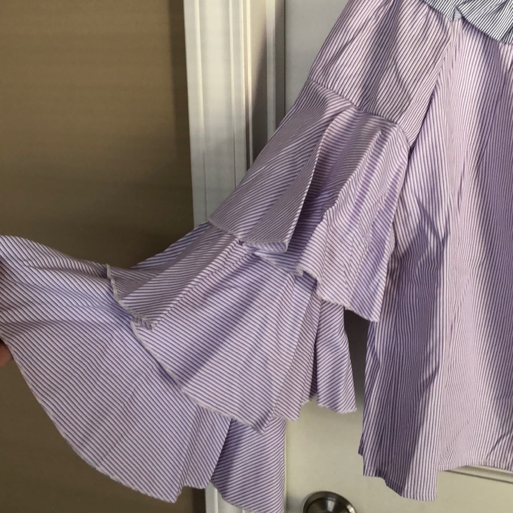 Romeo & Juliet Couture • Pinstriped Blouse - Picture 3 of 6